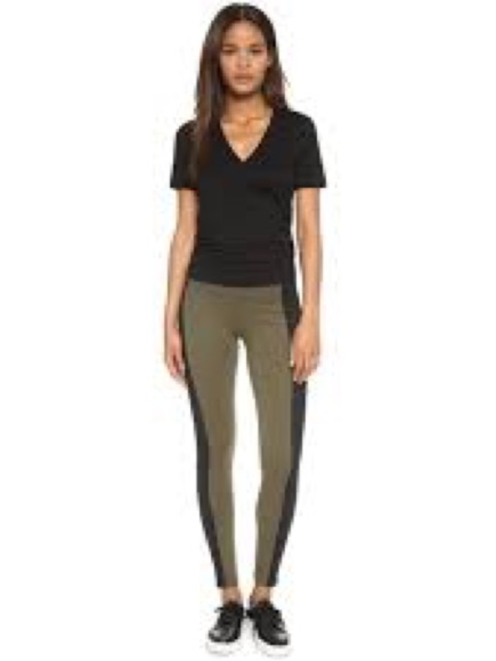 SPANX Textured Panel Shaping Leggings Olive Green Black Full Length Pant XL